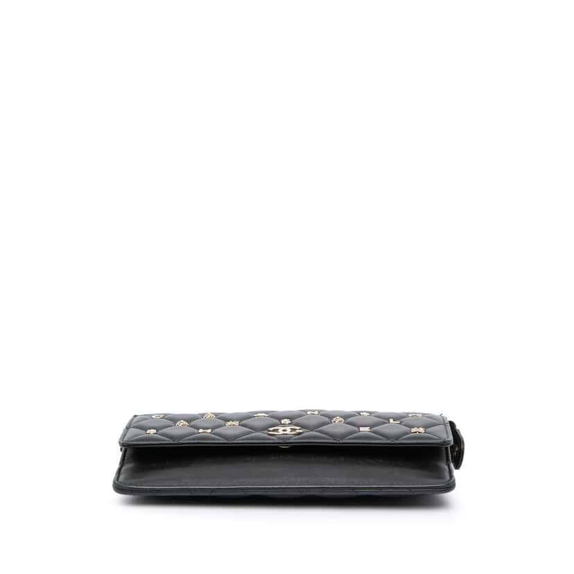 Chanel Quilted Lambskin All About Chanel Clutch On Chain Black Leather Good condition - Inside View