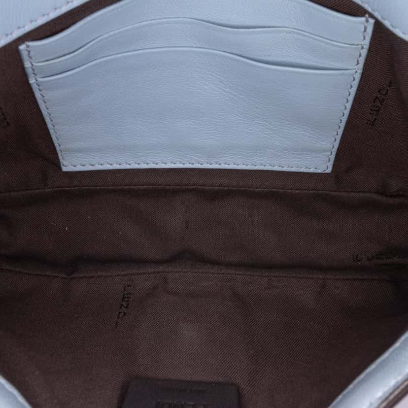 Fendi Mini Zucca Embossed Leather Baguette Satchel Blue Leather Good condition - Model View