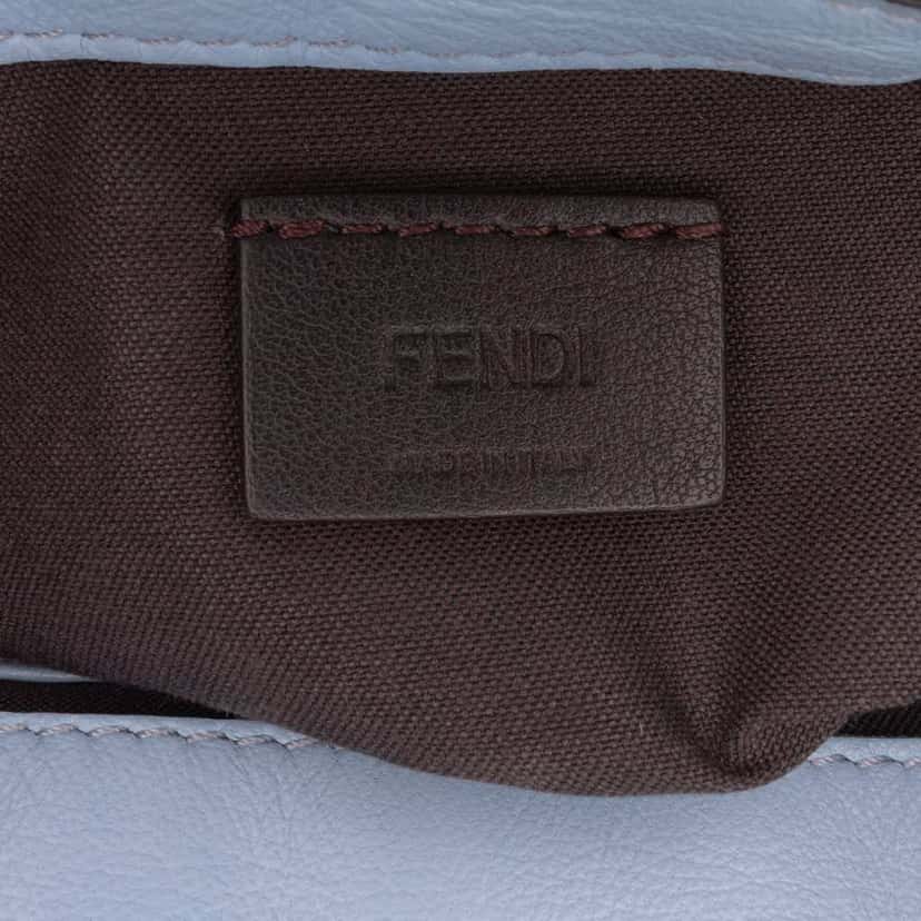 Fendi Mini Zucca Embossed Leather Baguette Satchel Blue Leather Good condition - Box View