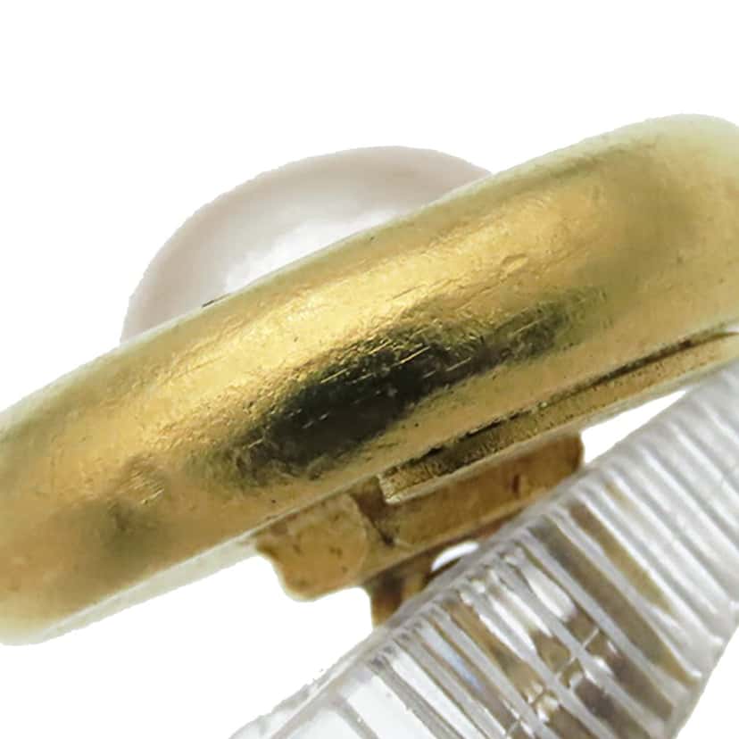 Chanel Gold Plated Faux Pearl Cufflinks Gold Metal Good condition - Box View
