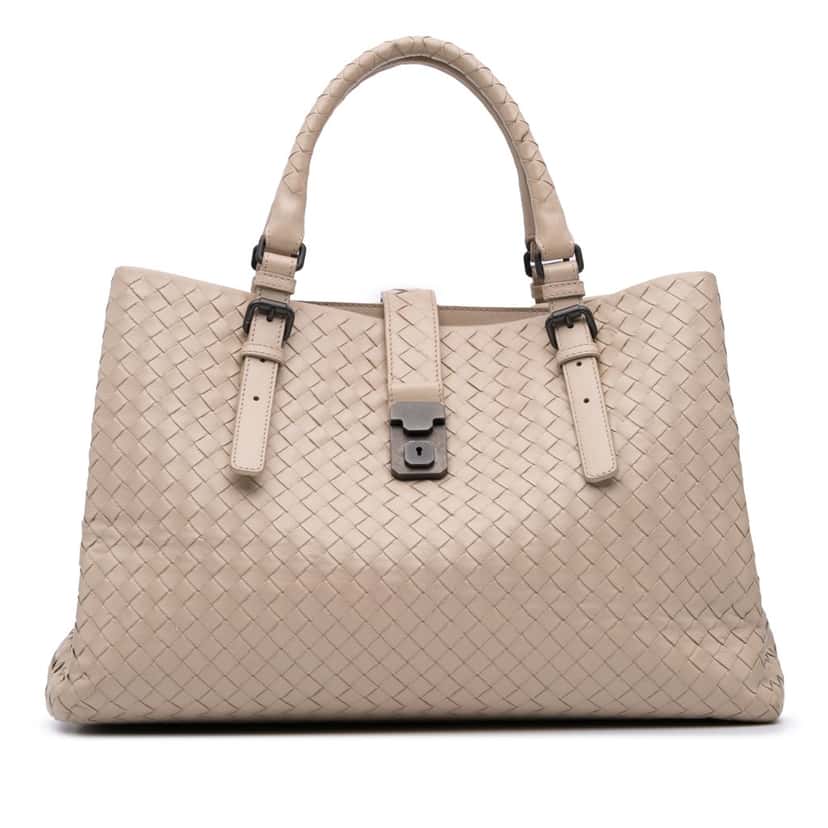 Bottega Veneta Medium Nappa Intrecciato Roma Tote Brown Leather Good condition - Front View