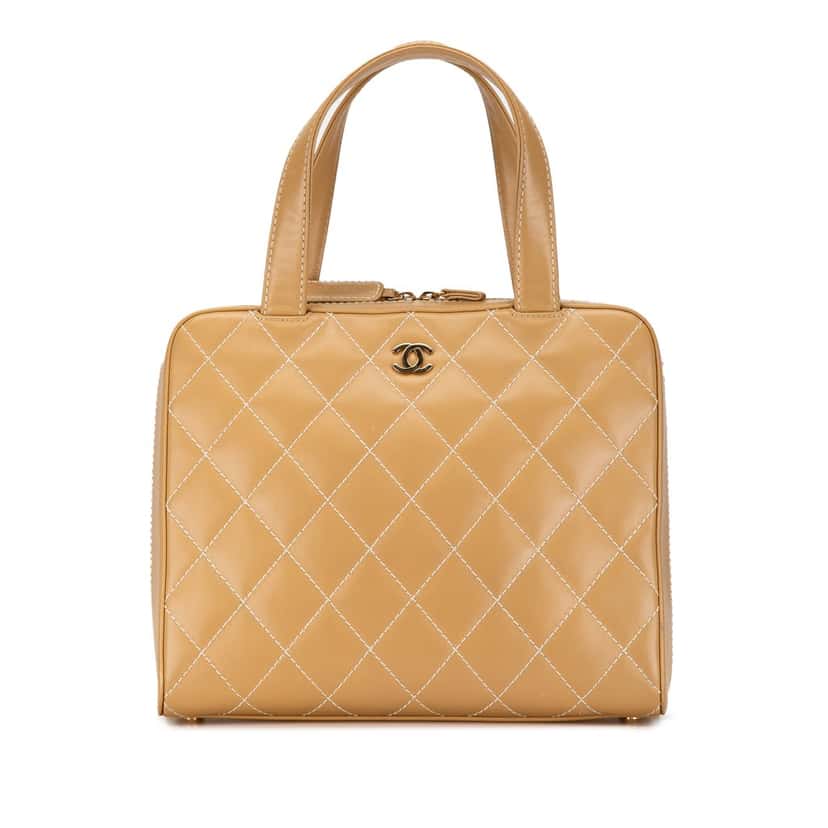 Chanel CC Wild Stitch Handbag Brown Leather Good condition - Front View