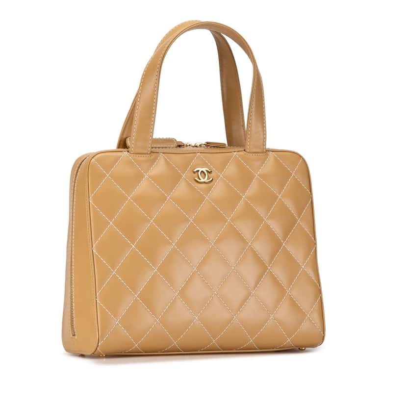 Chanel CC Wild Stitch Handbag Brown Leather Good condition - Back View