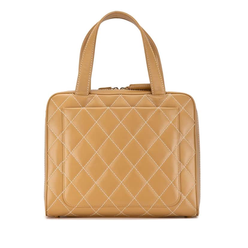Chanel CC Wild Stitch Handbag Brown Leather Good condition - Inside View