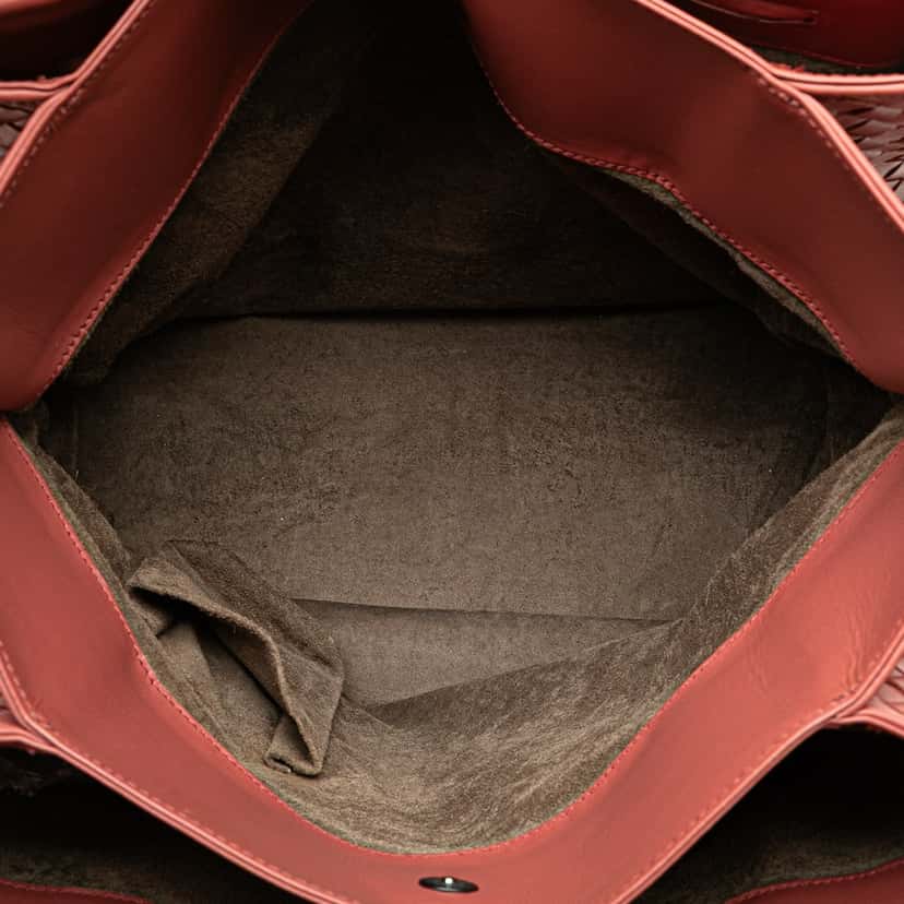 Bottega Veneta Medium Nappa Intrecciato Roma Tote Red Leather Good condition - Box View