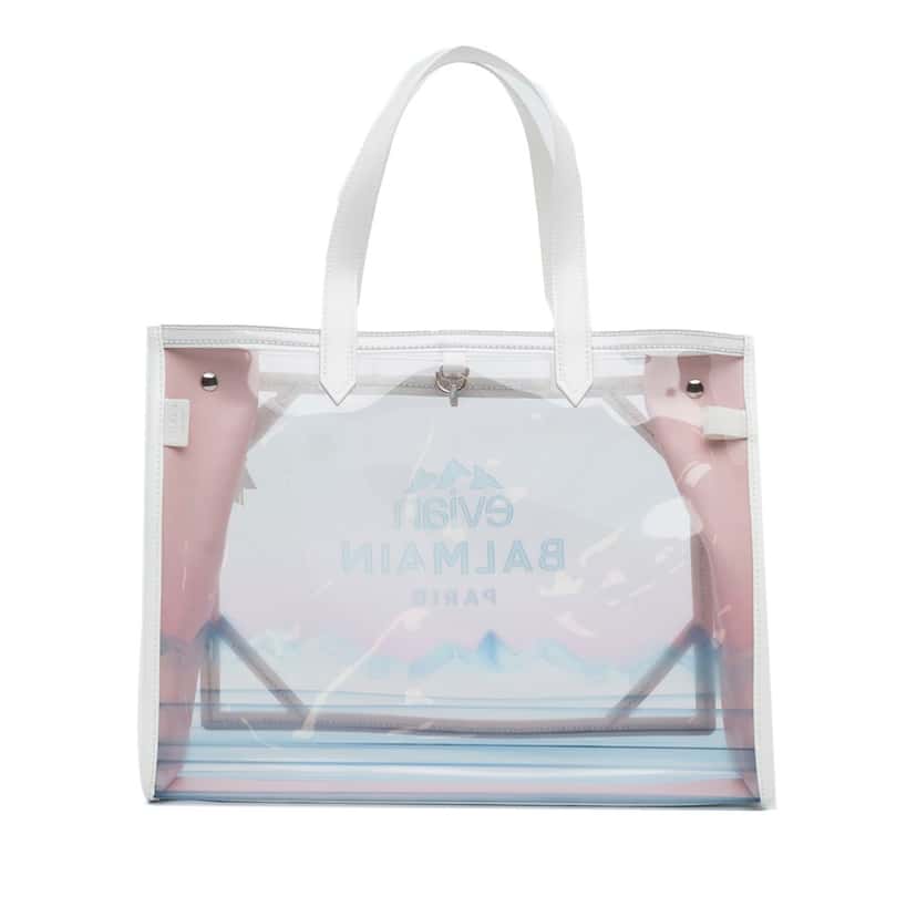 Balmain x Evian PVC B-Army Tote White Good condition - Model View