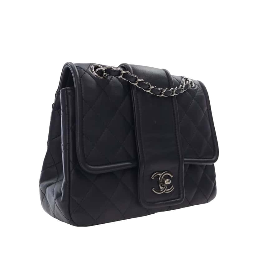 Chanel Quilted Lambskin Elementary Chic Flap Blue Leather Good condition - Back View