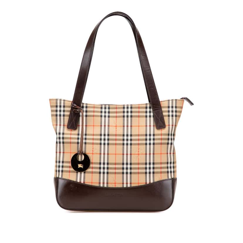 Burberry Haymarket Check Canvas Tote Brown Canvas Good condition - Front View