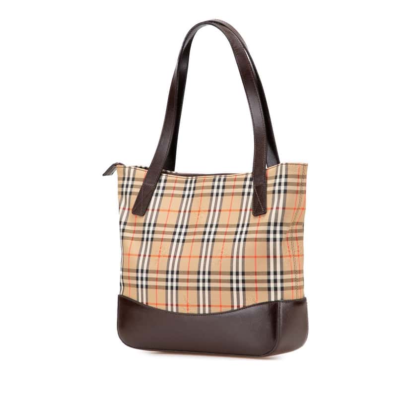Burberry Haymarket Check Canvas Tote Brown Canvas Good condition - Back View