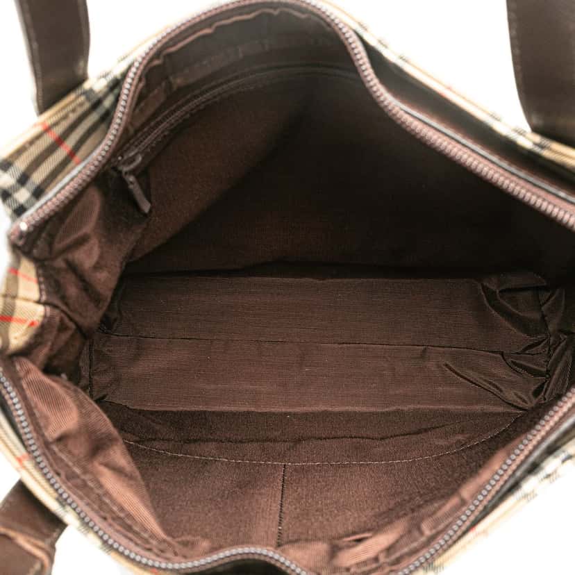 Burberry Haymarket Check Canvas Tote Brown Canvas Good condition - Model View