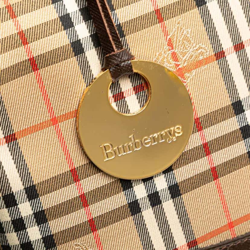 Burberry Haymarket Check Canvas Tote Brown Canvas Good condition - Box View