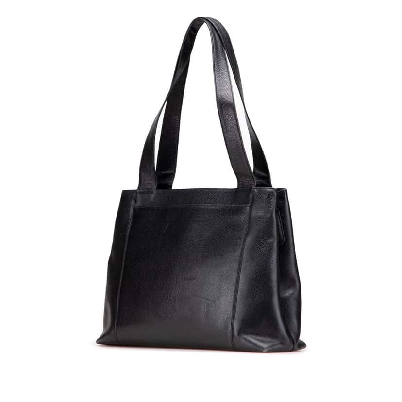 Chanel Caviar LAX Embroidered Logo Tote Black Leather Good condition - Back View