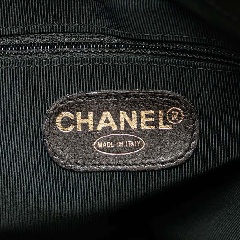 Chanel Caviar LAX Embroidered Logo Tote Black Leather Good condition - Box View