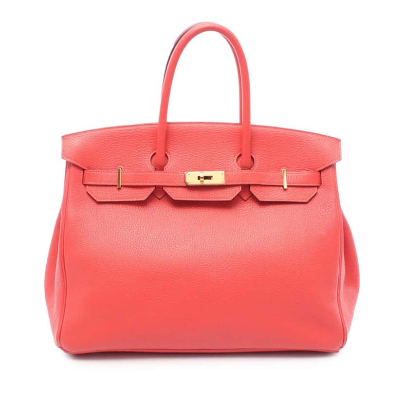 Hermès Clemence Birkin Retourne 35 Red Leather Good condition - Front View