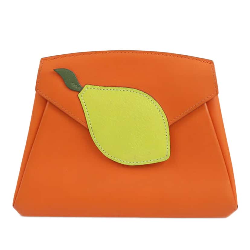 Hermès Swift and Chevre Hermail Lemon Tutti Frutti Wallet Orange Leather Good condition - Front View