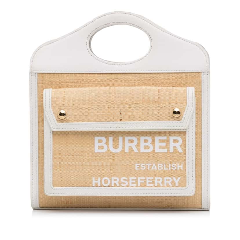 Burberry Pocket Raffia Satchel Brown Good condition - Front View