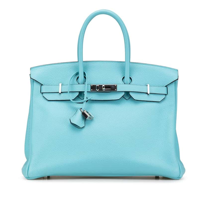 Hermès Togo Birkin Retourne 35 Blue Leather Good condition - Front View