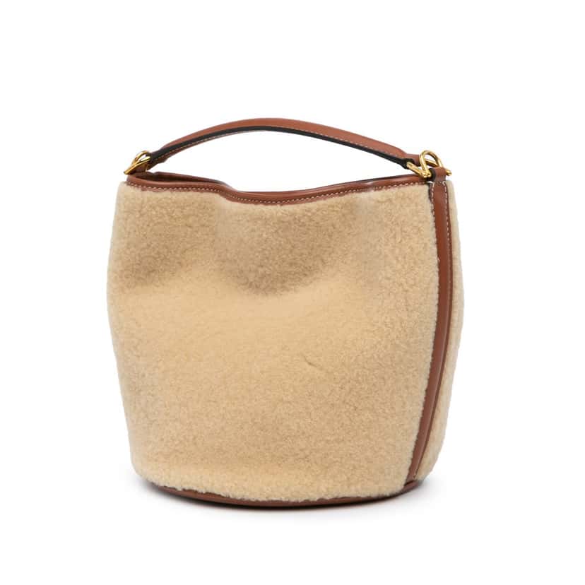 Celine Shearling Bucket 16 Brown Good condition - Back View