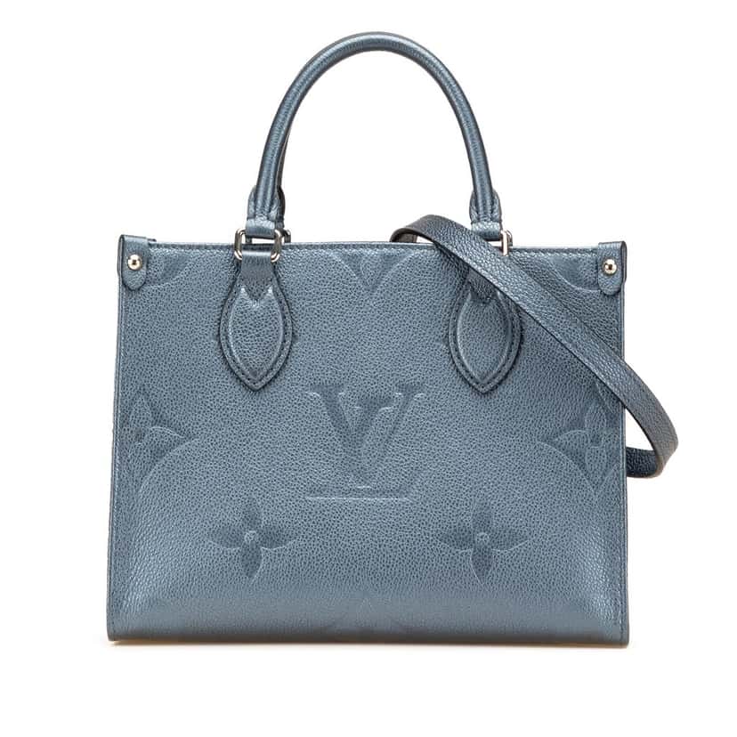 Louis Vuitton Metallic Monogram Giant Empreinte Onthego PM Blue Leather Good condition - Front View