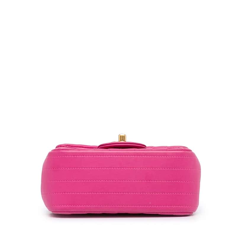 Chanel Mini Square Classic Chevron Lambskin Single Flap Pink Leather Good condition - Box View
