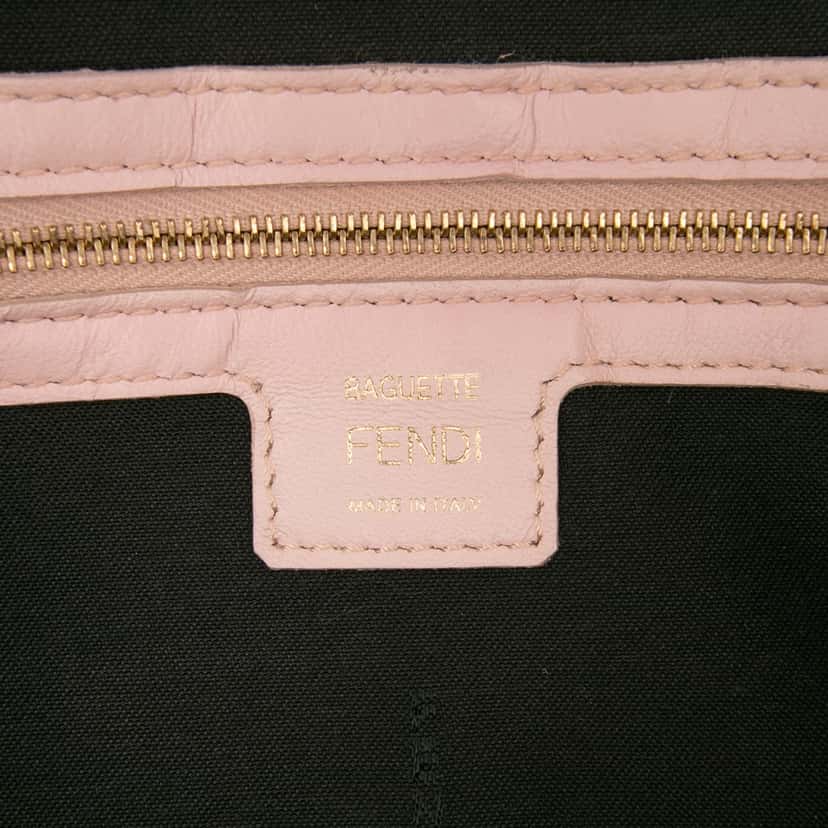 Fendi Zucca Embossed Leather Baguette Satchel Pink Leather Good condition - Box View