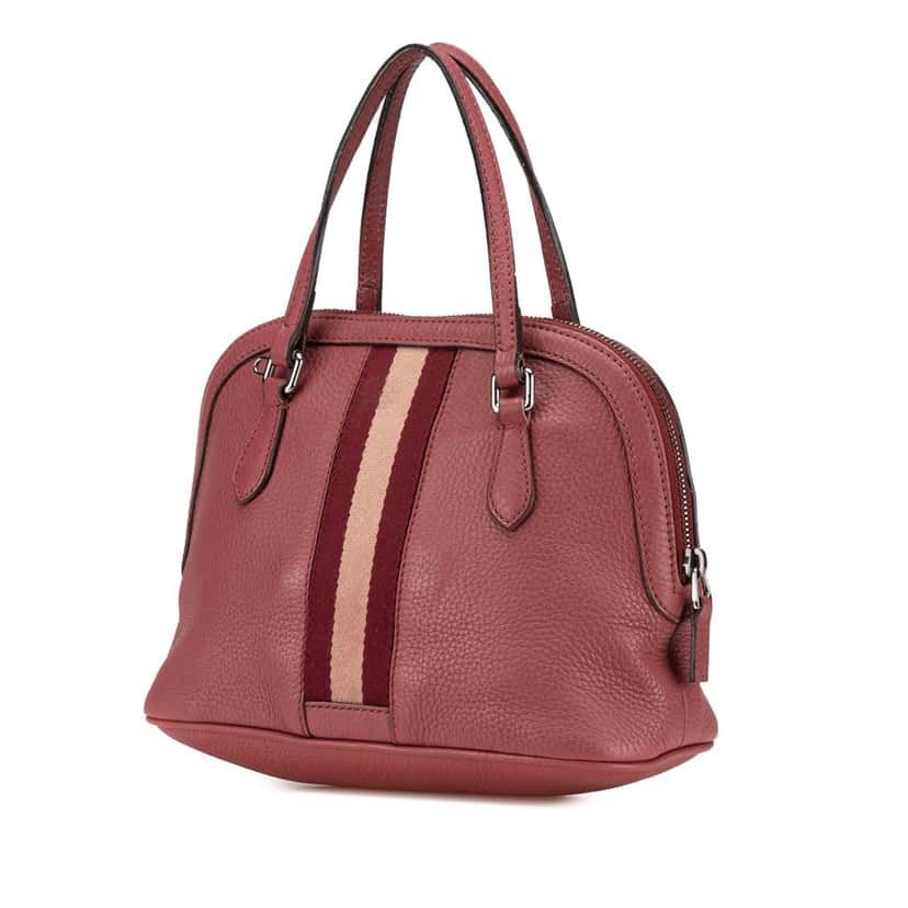 Gucci Mini Leather Web Dome Satchel Red Leather Good condition - Back View