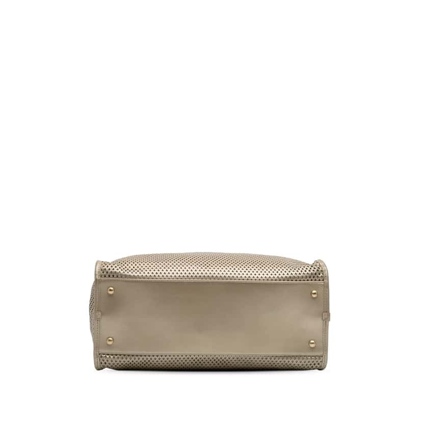 Chanel Perforated Metallic Calfskin Up In The Air Tote Gold Leather Fair condition - Inside View