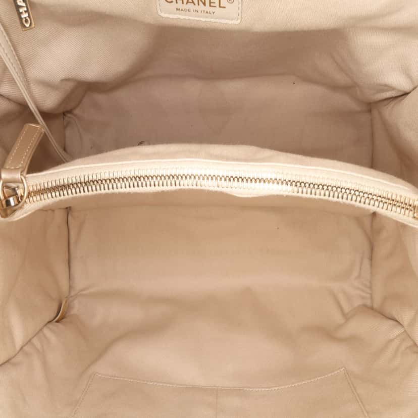 Chanel Perforated Metallic Calfskin Up In The Air Tote Gold Leather Fair condition - Model View