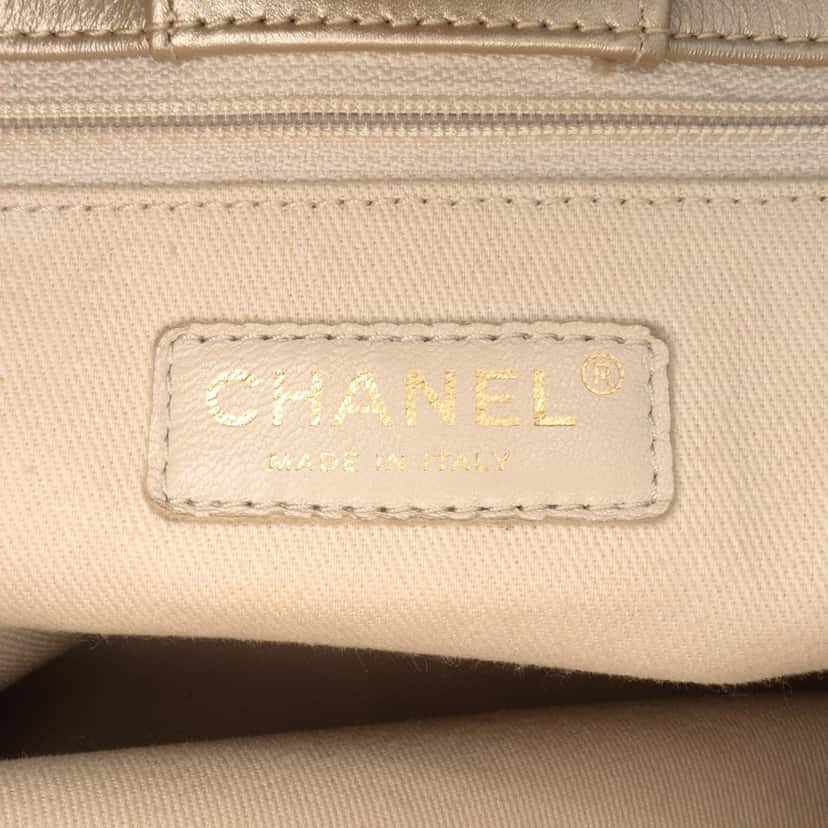 Chanel Perforated Metallic Calfskin Up In The Air Tote Gold Leather Fair condition - Box View