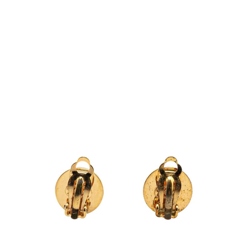 Chanel Gold Plated CC Round Clip On Earrings Gold Metal Good condition - Back View