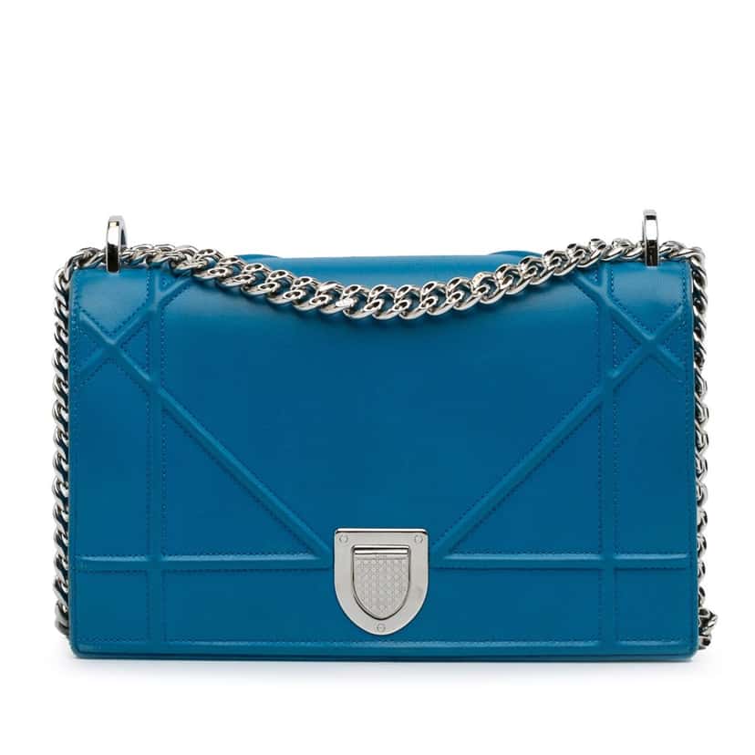 Dior Medium Diorama Flap Blue Leather Good condition - Front View