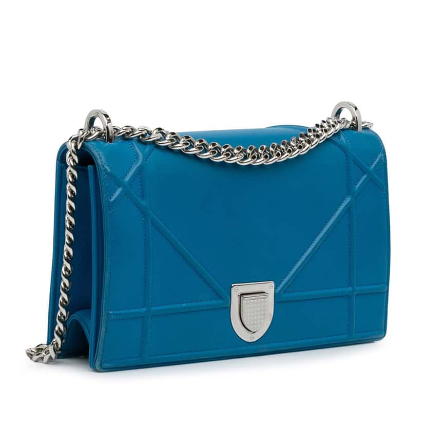 Dior Medium Diorama Flap Blue Leather Good condition - Back View