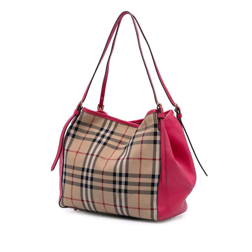 Burberry Small Haymarket Check Canvas and Leather Canterbury Tote Brown Canvas Good condition - Back View