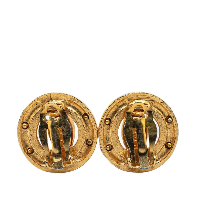 Chanel Gold Plated CC Clip On Earrings Gold Metal Good condition - Back View