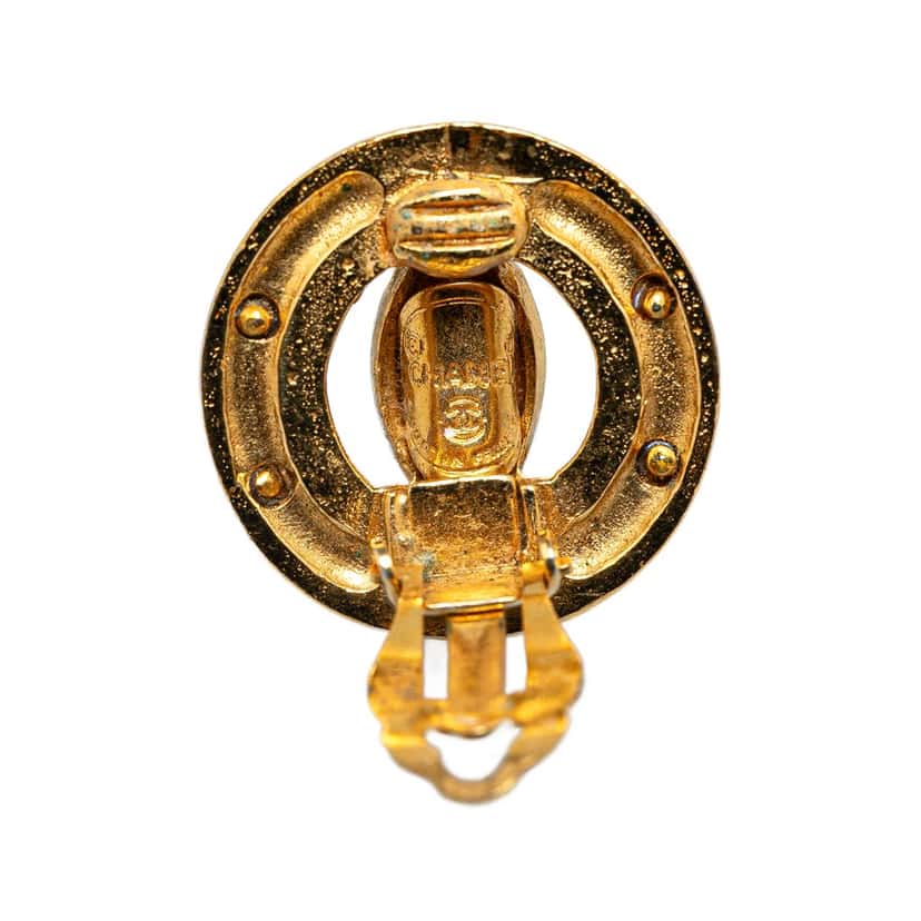 Chanel Gold Plated CC Clip On Earrings Gold Metal Good condition - Inside View