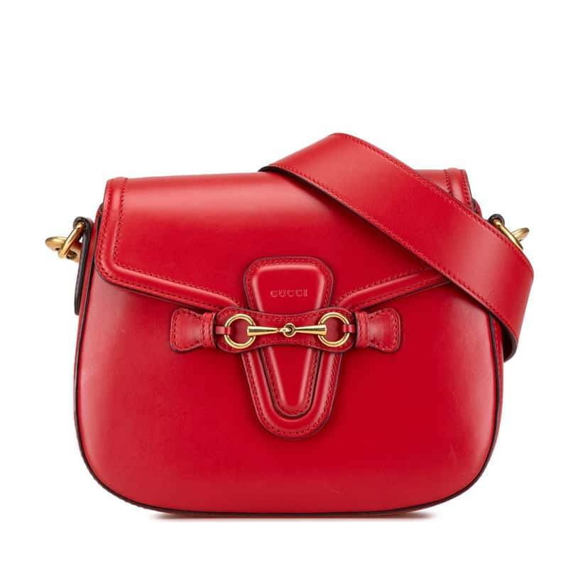 Gucci Medium Leather Lady Web Crossbody Red Leather Good condition - Front View