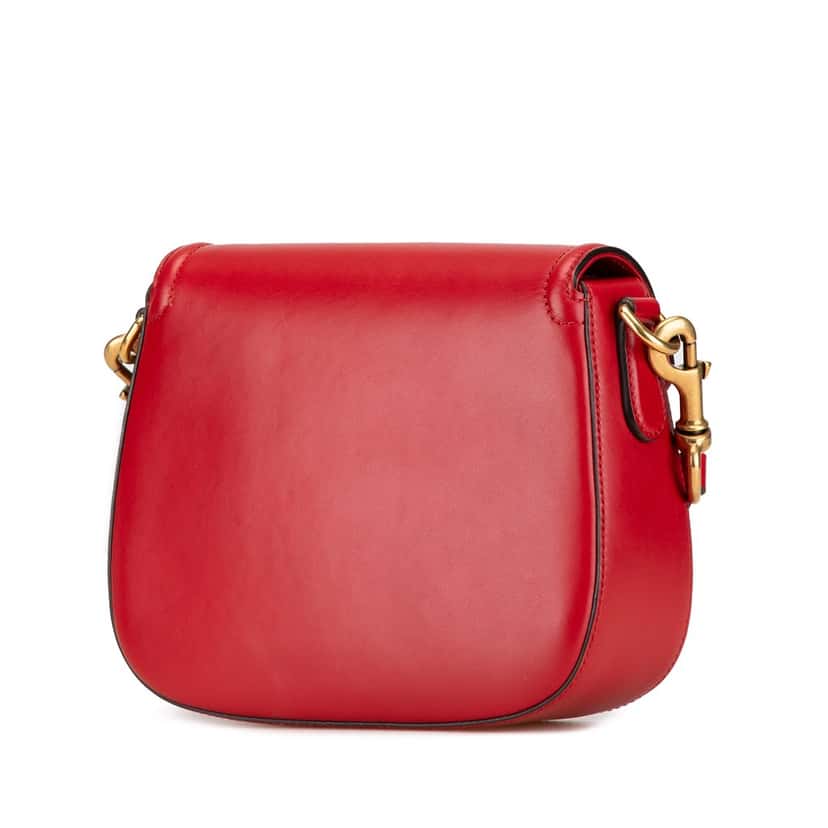 Gucci Medium Leather Lady Web Crossbody Red Leather Good condition - Back View