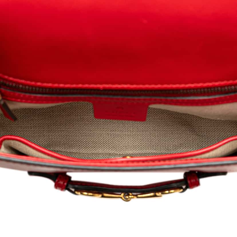 Gucci Medium Leather Lady Web Crossbody Red Leather Good condition - Model View