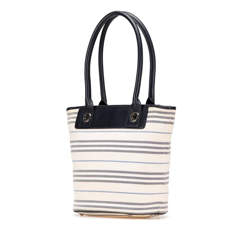 Burberry Stripes Canvas Shoulder Bag White Canvas Good condition - Back View