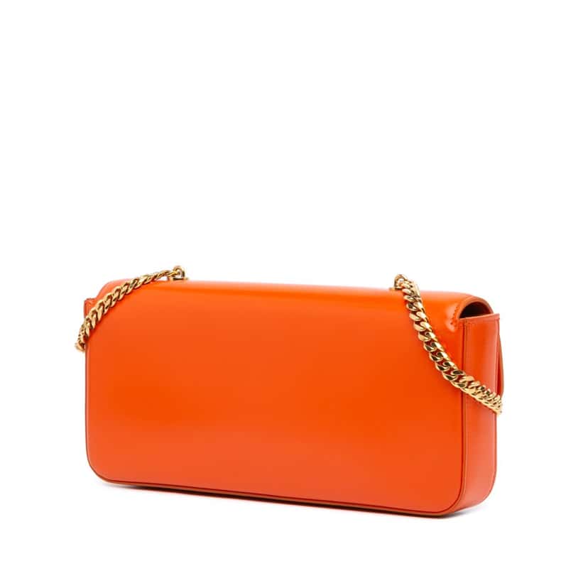 Celine Smooth Calfskin Triomphe Chain Shoulder Bag Orange Leather Good condition - Back View