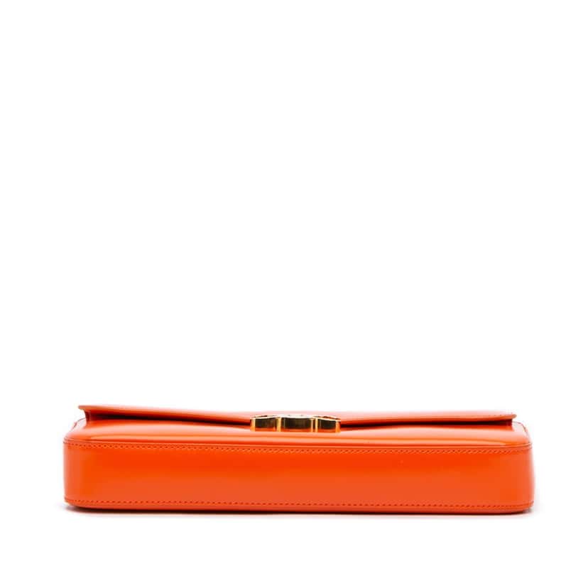 Celine Smooth Calfskin Triomphe Chain Shoulder Bag Orange Leather Good condition - Inside View