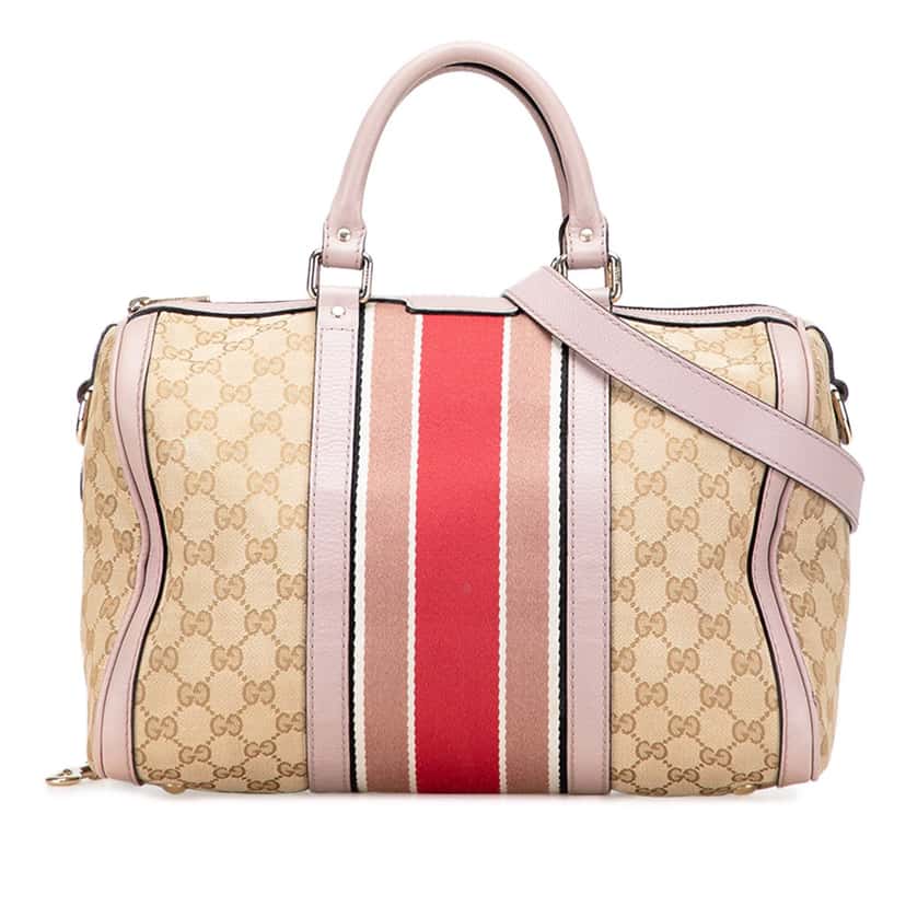 Gucci GG Canvas Web Joy Boston Bag Brown Canvas Good condition - Front View