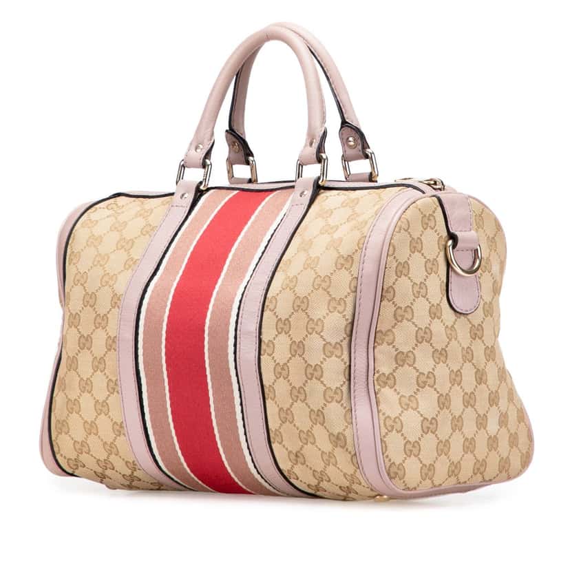 Gucci GG Canvas Web Joy Boston Bag Brown Canvas Good condition - Back View