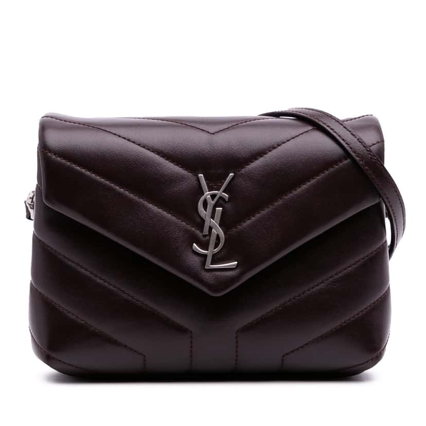 Saint Laurent Toy Calfskin LouLou Crossbody Brown Leather Good condition - Front View