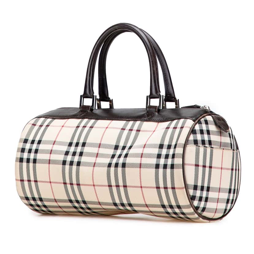Burberry House Check Canvas Barrel Handbag Brown Canvas Good condition - Back View