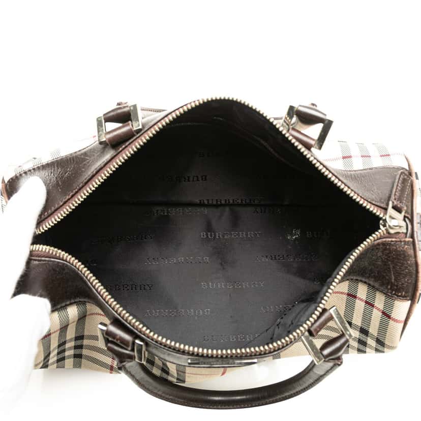 Burberry House Check Canvas Barrel Handbag Brown Canvas Good condition - Model View