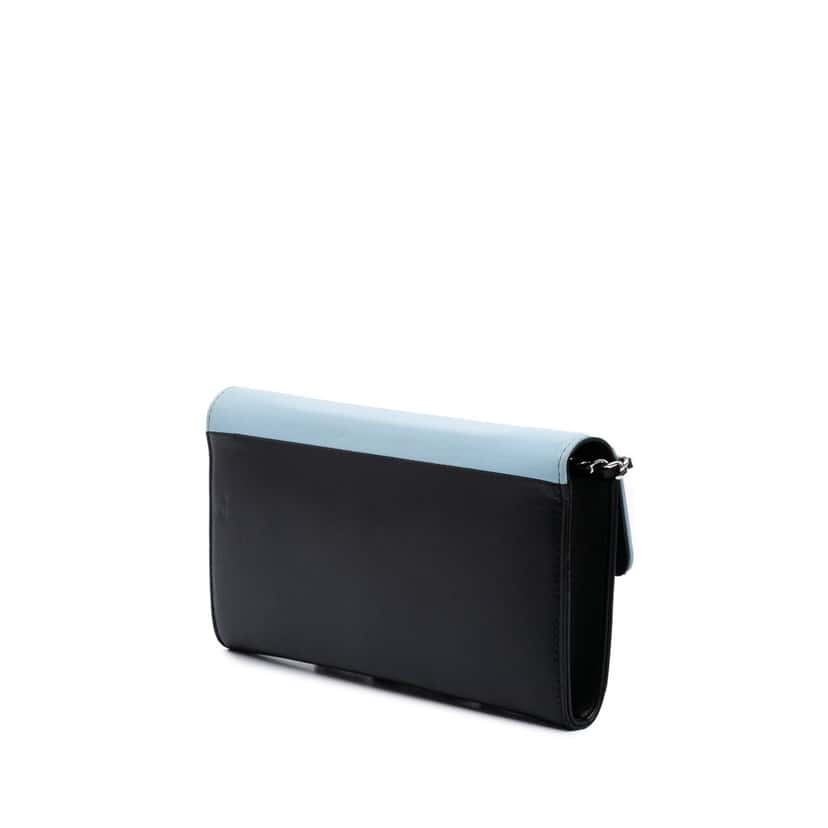 Chanel Lambskin Airlines Wallet On Chain Blue Leather Good condition - Back View