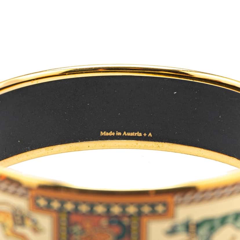 Hermès Wide Greyhound Enamel Bangle 65 Brown Good condition - Box View