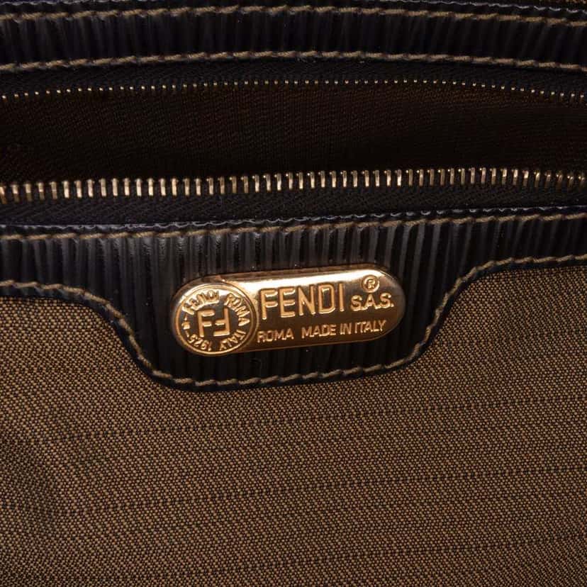 Fendi Pequin Canvas Handbag Brown Canvas Good condition - Box View