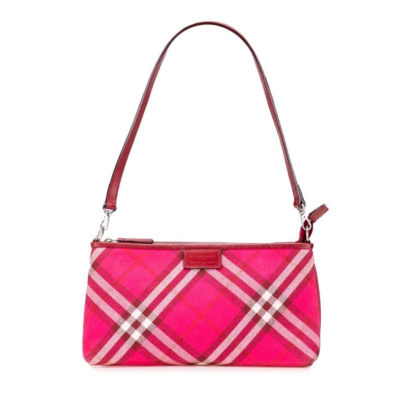 Burberry Supernova Check Canvas Pochette Pink Canvas Good condition - Front View